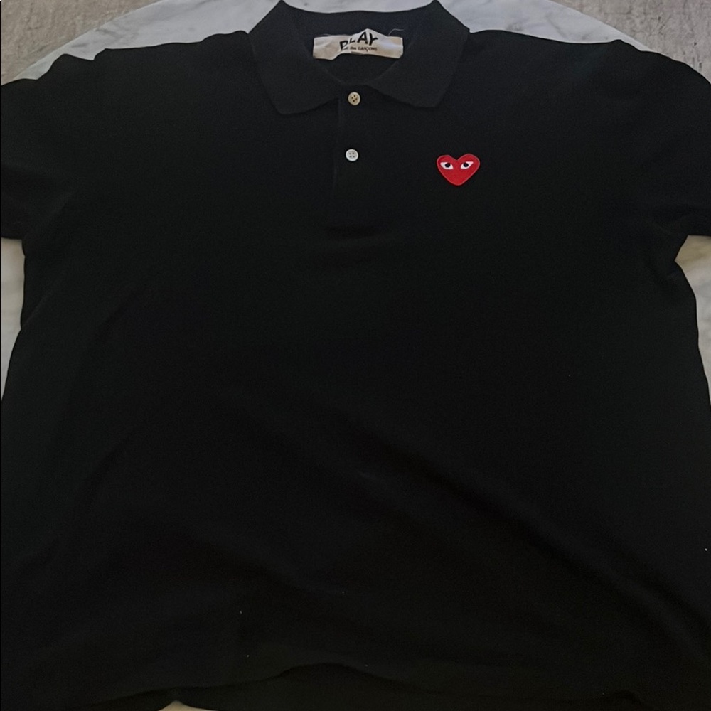Comme des Garcons PLAY Black Polo Shirt with Red Heart